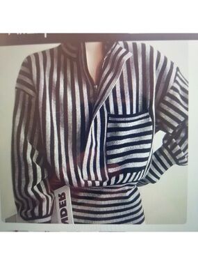 Zara Front Zipper Striped Sweater Size M